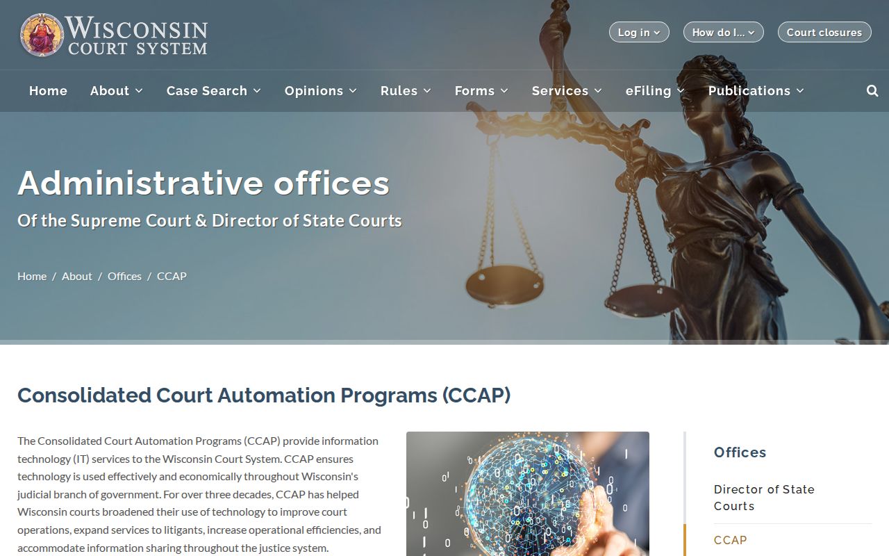 Wisconsin CCAP history and public court technology serving Buffalo County