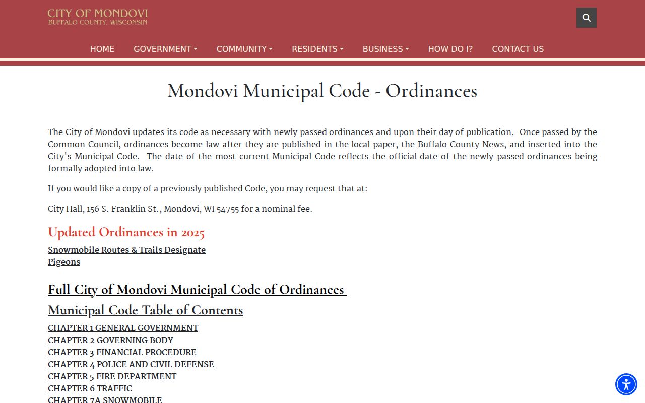 Mondovi court docket and municipal code distinction