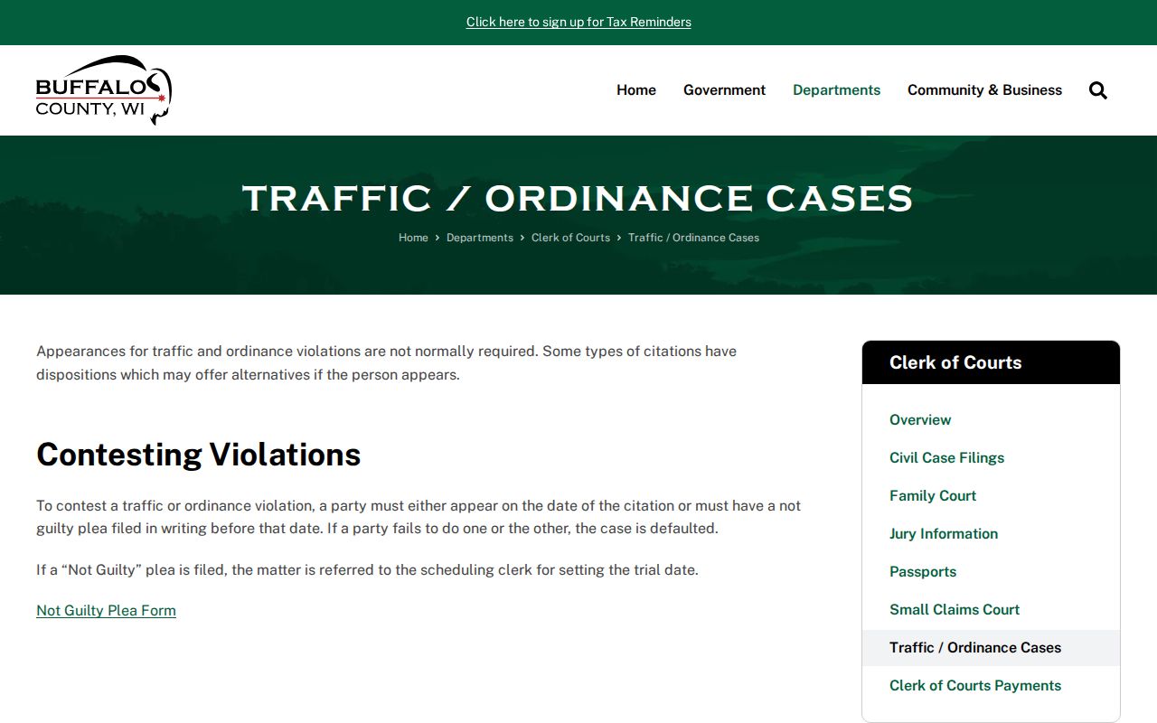 Buffalo County traffic and ordinance case instructions